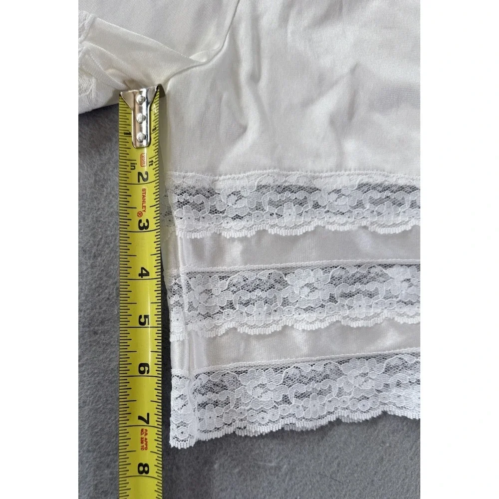 Velrose Vintage Cream Nylon Pettipants Bloomers Lace Trim Slip Shorts S USA